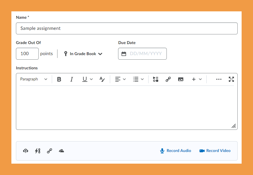 Assignment details area